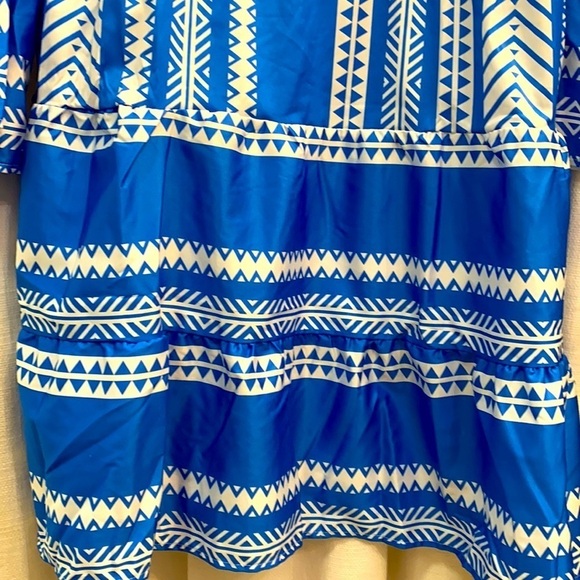 Women’s Blue & White Polyester Beach Coverup Dress - Picture 6 of 8